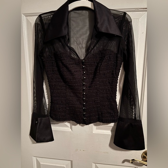 connected apparel Tops - Vintage Connected Apparel Black Button Down Shirt